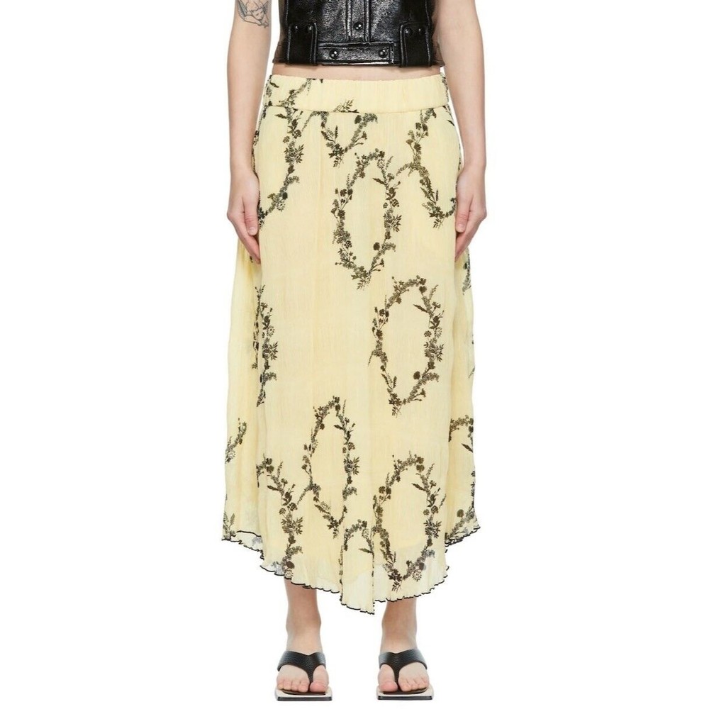 Ganni Yellow Floral Maxi Skirt